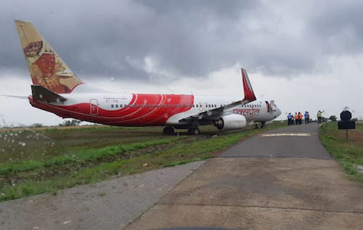 plane skids off Mangalore airport runway
